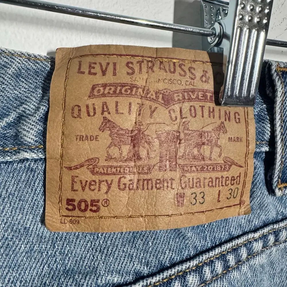 Levi's 505 Regular Fit Straight Vintage Jean Men 33x30 Blue Light Wash Cotton